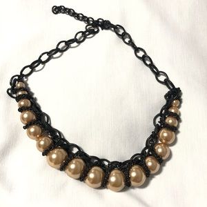 Oversized Pearls with Black Chains